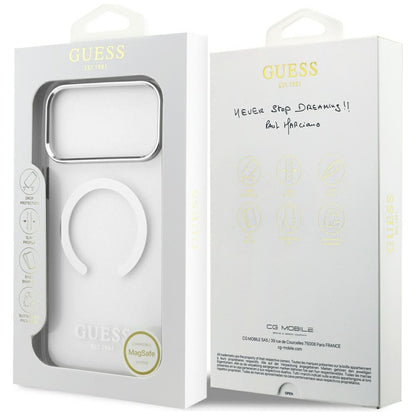 Etui MagSafe dla Apple iPhone 17 Pro Max, Guess, Metal Outline, Srebrne