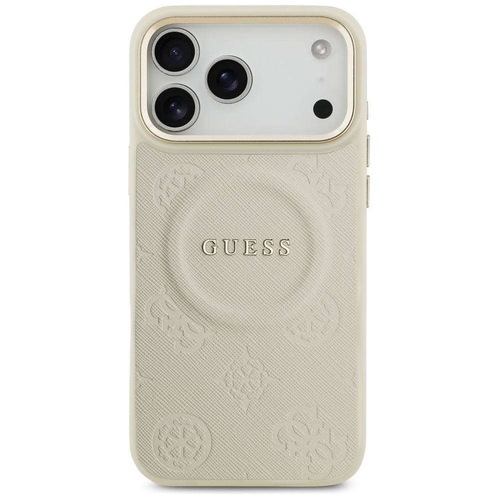 Etui MagSafe dla Apple iPhone 17 Pro Max, Guess, Peony Hot Stamp, Beżowy