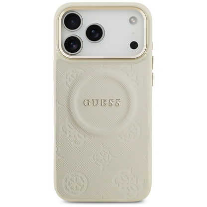 Etui MagSafe dla Apple iPhone 17 Pro Max, Guess, Peony Hot Stamp, Beżowy