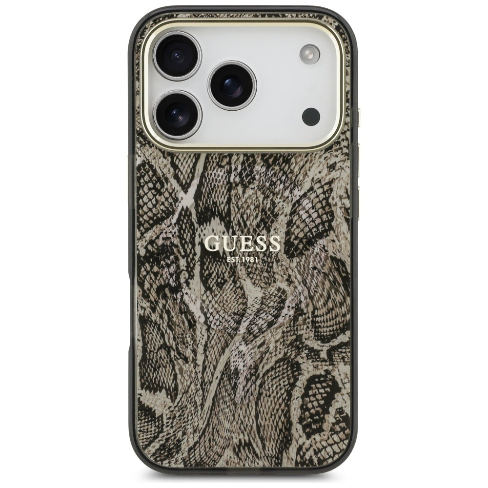Etui MagSafe dla Apple iPhone 17 Pro Max, Guess, Python Pattern, Brązowy