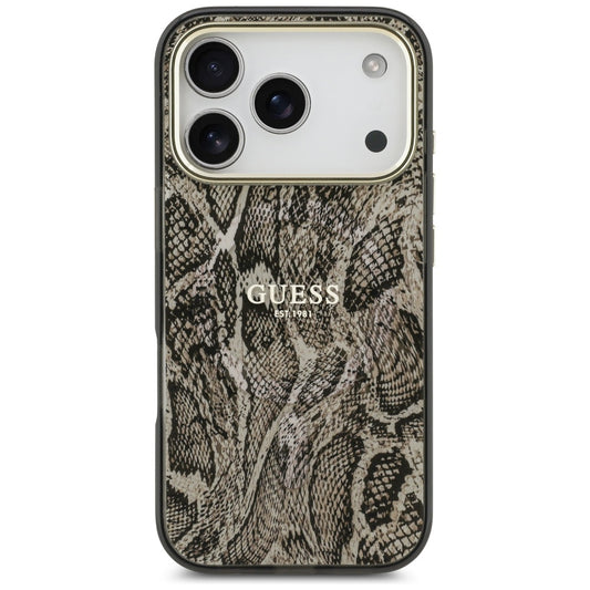 Etui MagSafe dla Apple iPhone 17 Pro Max, Guess, Python Pattern, Brązowy