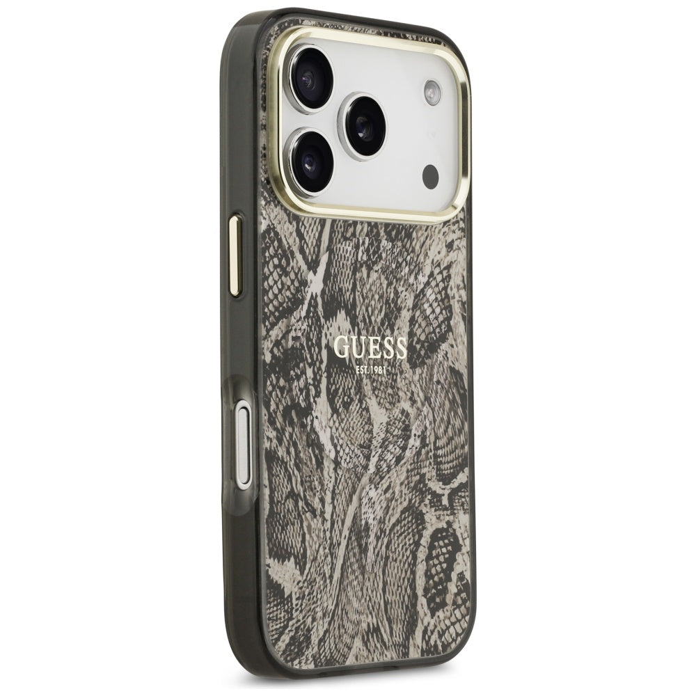 Etui MagSafe dla Apple iPhone 17 Pro Max, Guess, Python Pattern, Brązowy