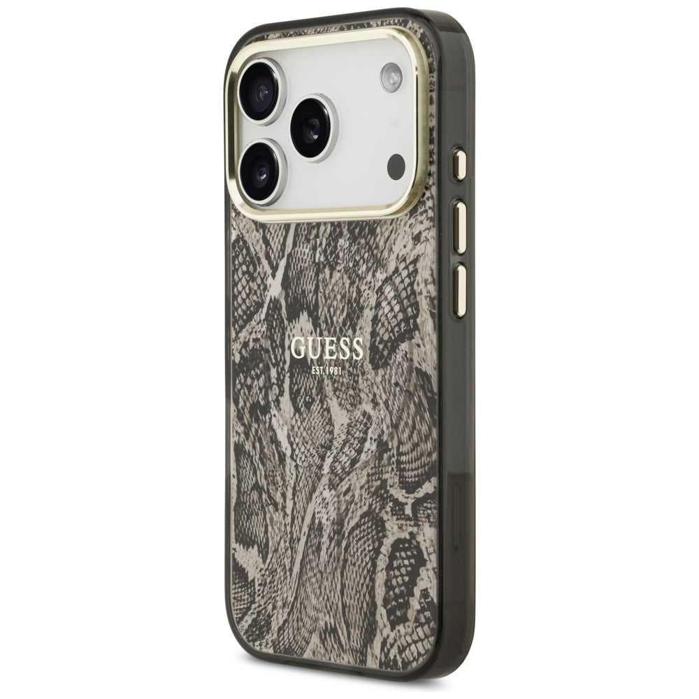 Etui MagSafe dla Apple iPhone 17 Pro Max, Guess, Python Pattern, Brązowy