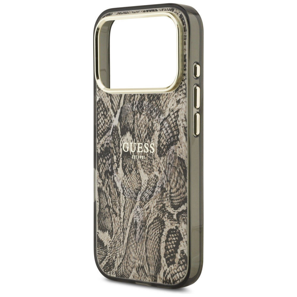 Etui MagSafe dla Apple iPhone 17 Pro Max, Guess, Python Pattern, Brązowy