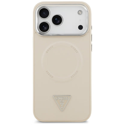 Etui MagSafe dla Apple iPhone 17 Pro Max, Guess, Triangle Logo, Beż Srebrny
