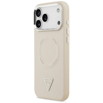 Etui MagSafe dla Apple iPhone 17 Pro Max, Guess, Triangle Logo, Beż Srebrny