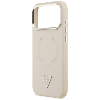 Etui MagSafe dla Apple iPhone 17 Pro Max, Guess, Triangle Logo, Beż Srebrny