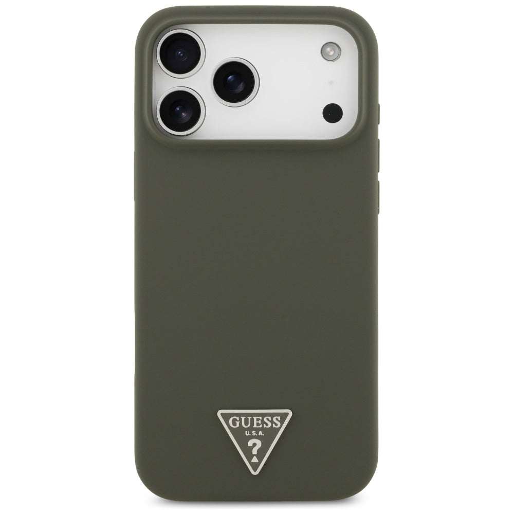 Etui MagSafe dla Apple iPhone 17 Pro Max, Guess, Triangle Logo, Kaki