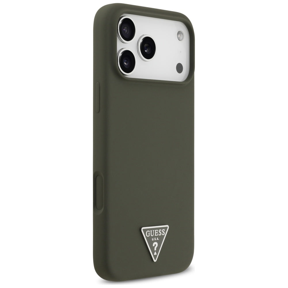 Etui MagSafe dla Apple iPhone 17 Pro Max, Guess, Triangle Logo, Kaki