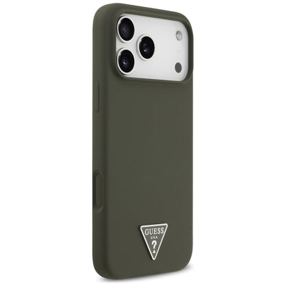 Etui MagSafe dla Apple iPhone 17 Pro Max, Guess, Triangle Logo, Kaki
