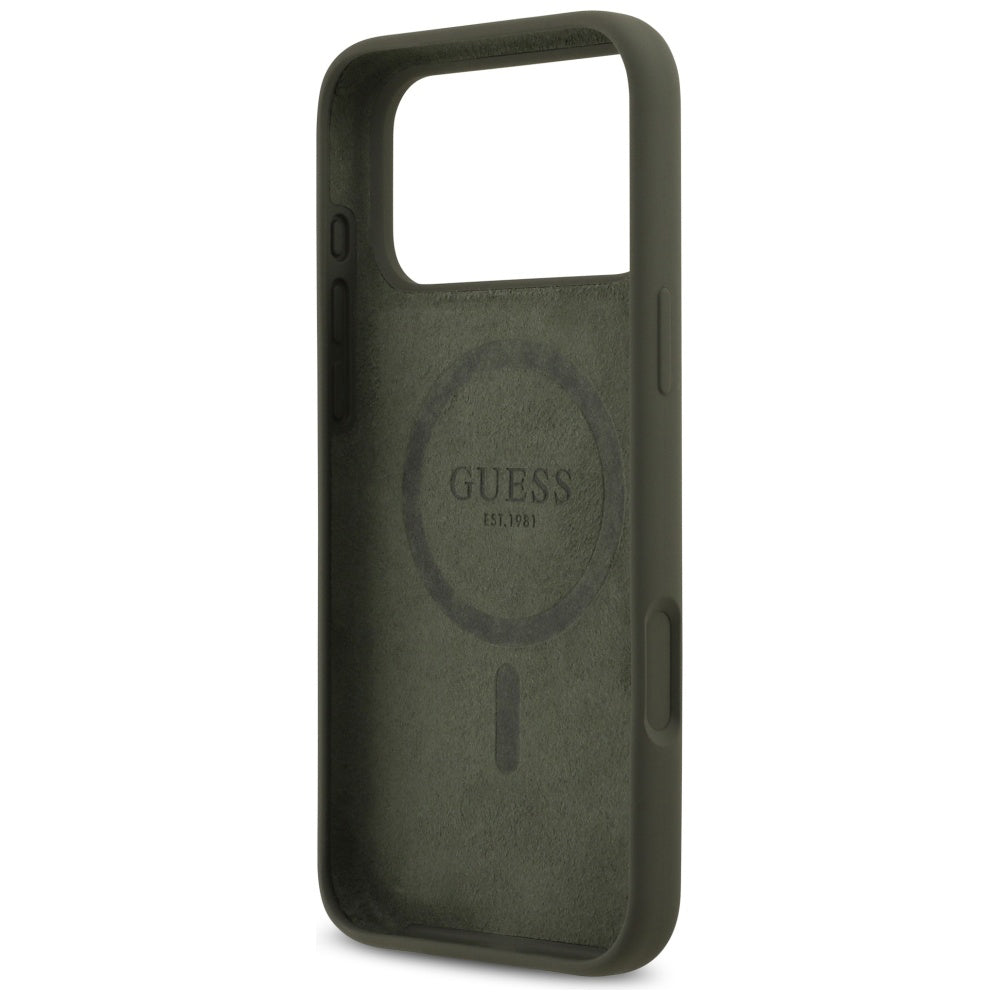 Etui MagSafe dla Apple iPhone 17 Pro Max, Guess, Triangle Logo, Kaki