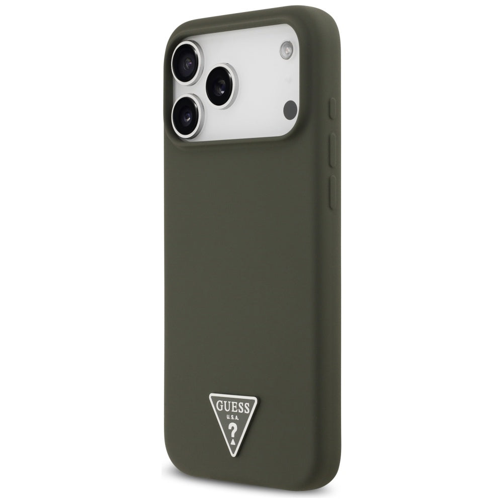 Etui MagSafe dla Apple iPhone 17 Pro Max, Guess, Triangle Logo, Kaki