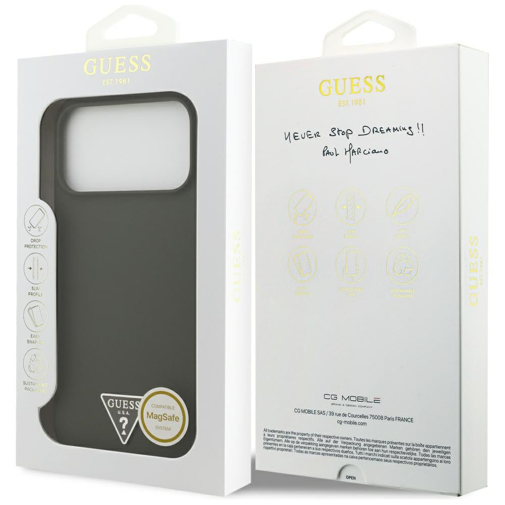 Etui MagSafe dla Apple iPhone 17 Pro Max, Guess, Triangle Logo, Kaki