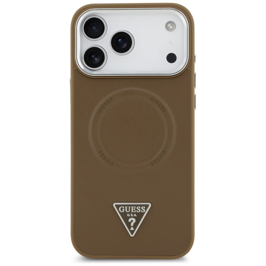 Etui MagSafe dla Apple iPhone 17 Pro Max, Guess, Triangle Logo, Brązowo-Srebrne