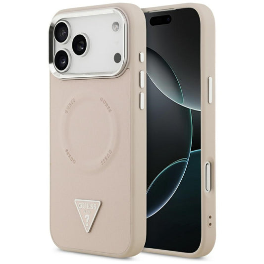 Etui MagSafe dla Apple iPhone 17 Pro Max, Guess, Triangle Logo, Różowo-Srebrne