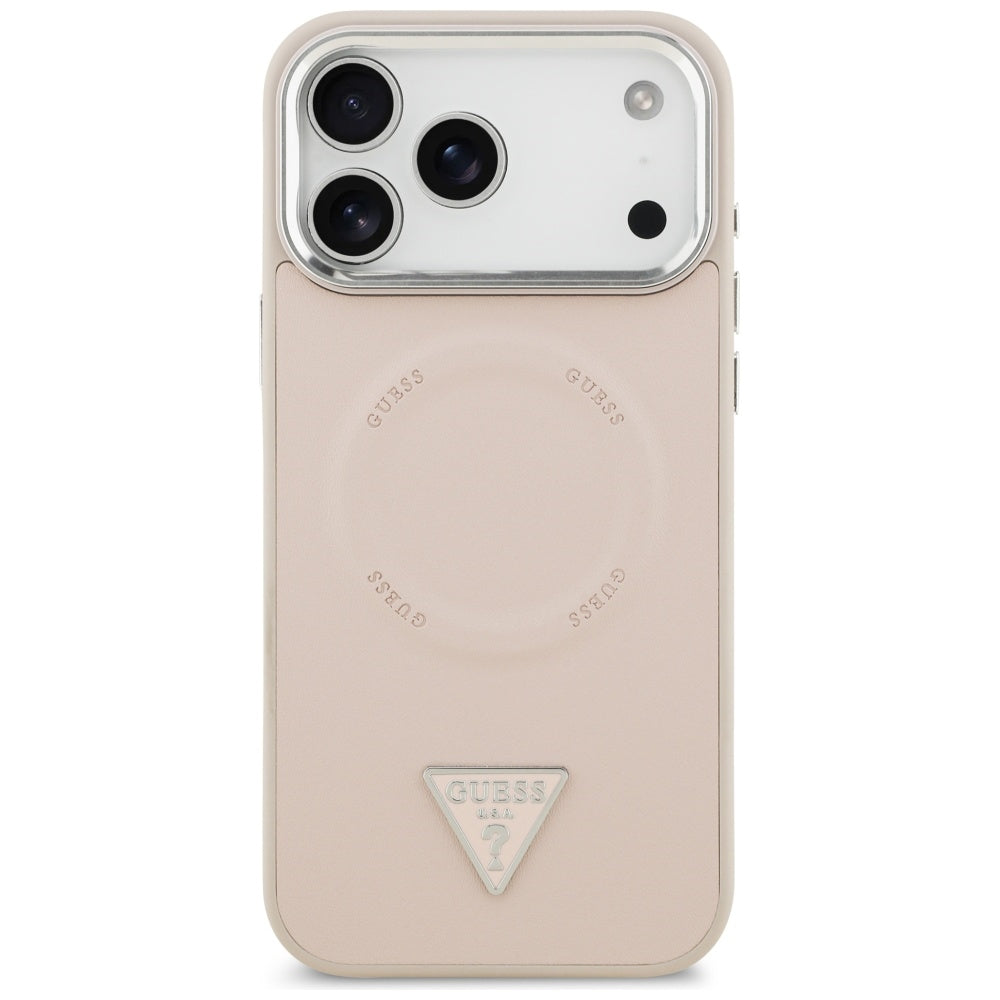 Etui MagSafe dla Apple iPhone 17 Pro Max, Guess, Triangle Logo, Różowo-Srebrne
