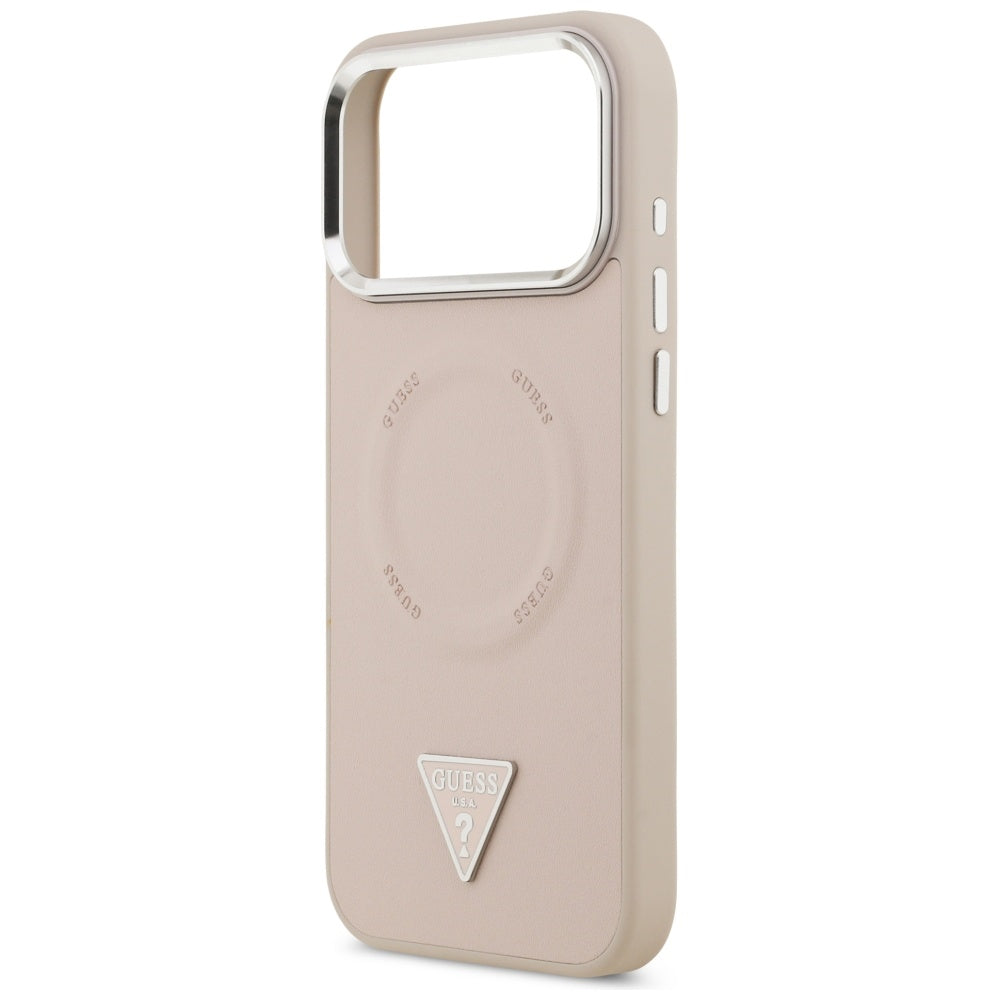 Etui MagSafe dla Apple iPhone 17 Pro Max, Guess, Triangle Logo, Różowo-Srebrne