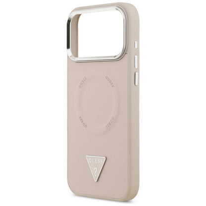 Etui MagSafe dla Apple iPhone 17 Pro Max, Guess, Triangle Logo, Różowo-Srebrne