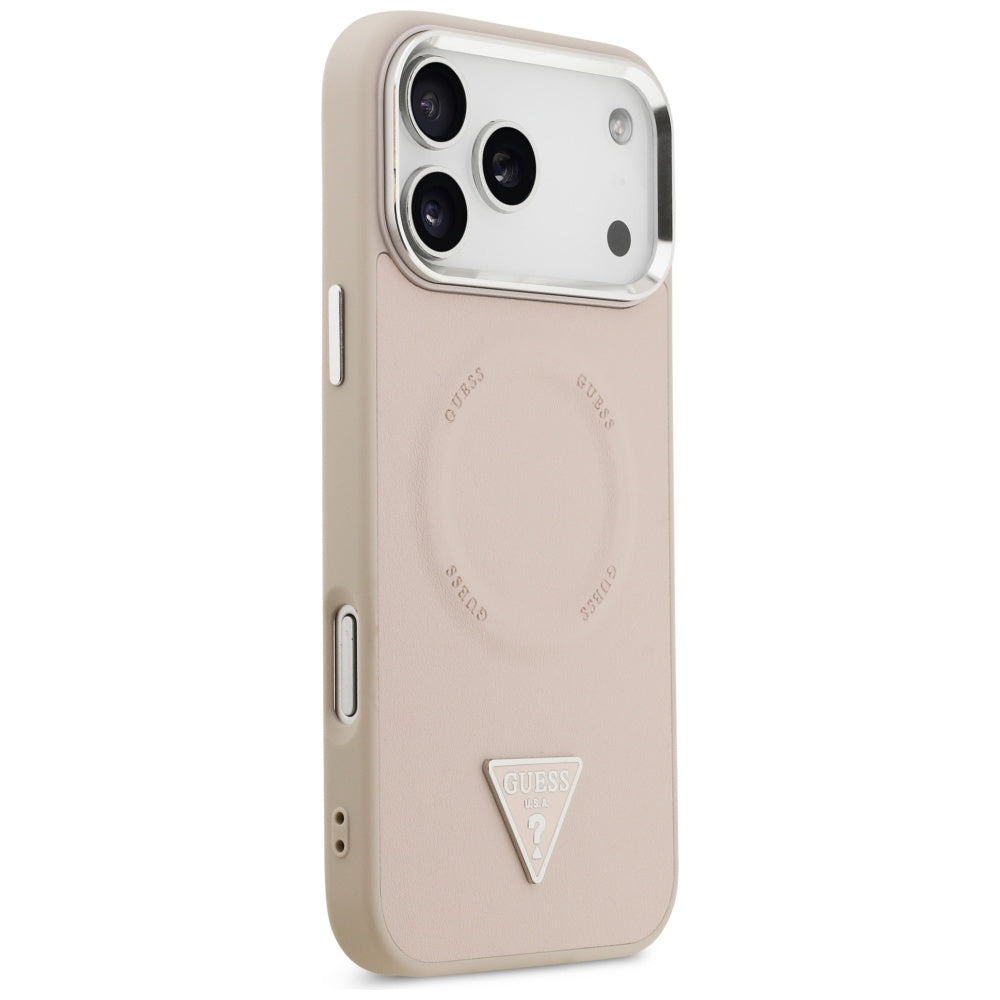 Etui MagSafe dla Apple iPhone 17 Pro Max, Guess, Triangle Logo, Różowo-Srebrne