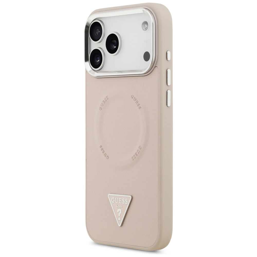 Etui MagSafe dla Apple iPhone 17 Pro Max, Guess, Triangle Logo, Różowo-Srebrne