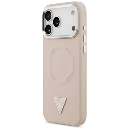 Etui MagSafe dla Apple iPhone 17 Pro Max, Guess, Triangle Logo, Różowo-Srebrne