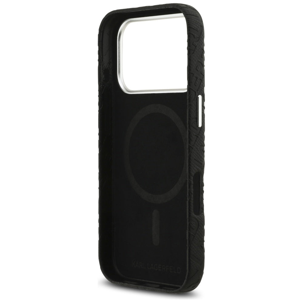 Etui MagSafe dla Apple iPhone 17 Pro Max, Karl Lagerfeld, FW Stamped Karl, Czarne