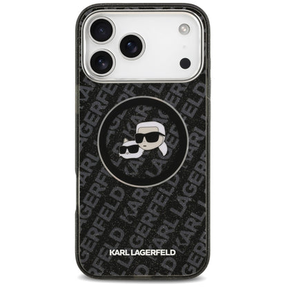 Etui MagSafe dla Apple iPhone 17 Pro Max, Karl Lagerfeld, Glitter Karl & Choupette Head, Czarne