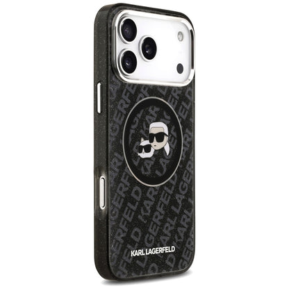 Etui MagSafe dla Apple iPhone 17 Pro Max, Karl Lagerfeld, Glitter Karl & Choupette Head, Czarne