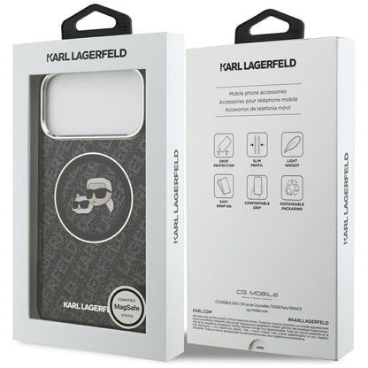 Etui MagSafe dla Apple iPhone 17 Pro Max, Karl Lagerfeld, Glitter Karl & Choupette Head, Czarne