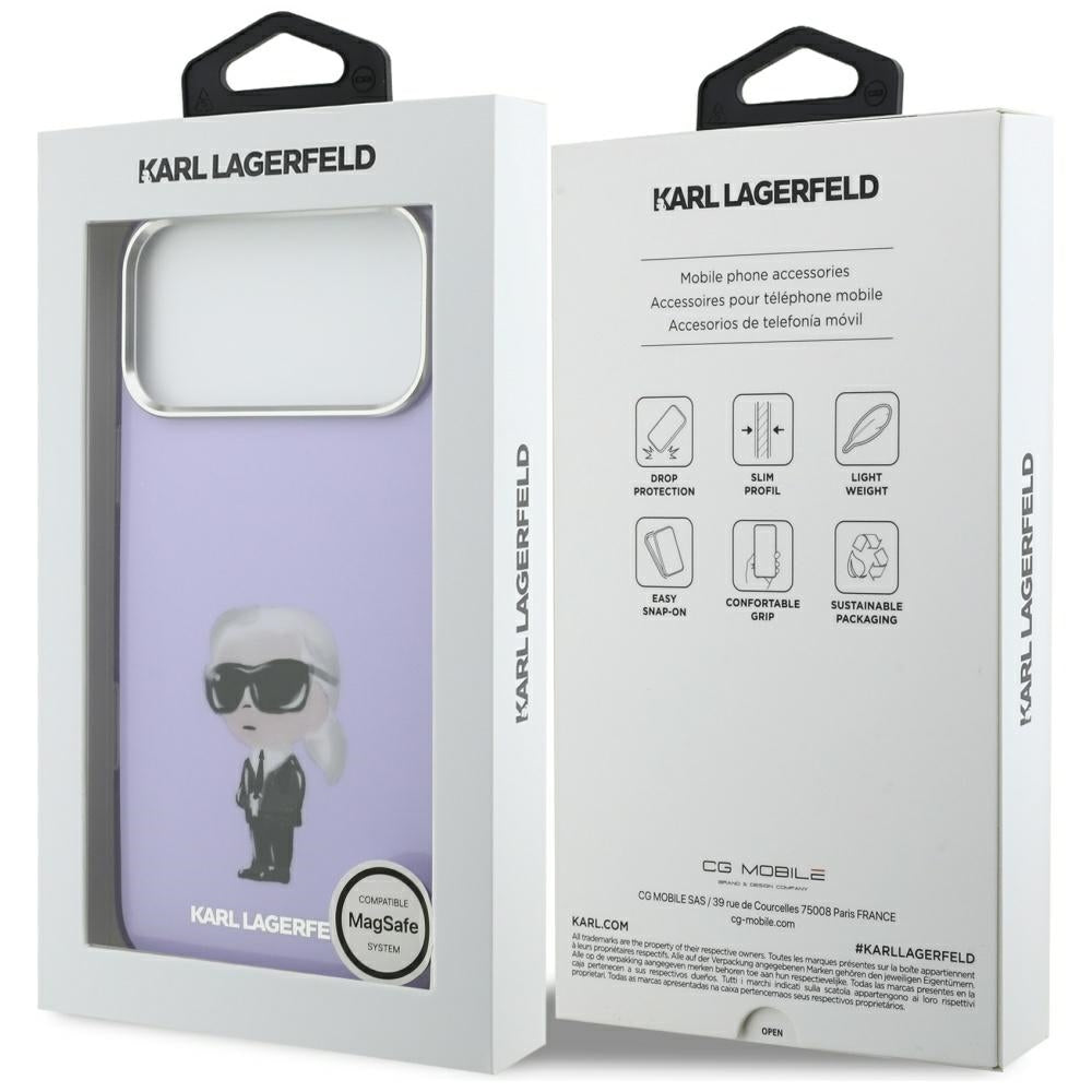 Etui MagSafe dla Apple iPhone 17 Pro Max, Karl Lagerfeld, IML Aquarelle Logo Karl, Fioletowy