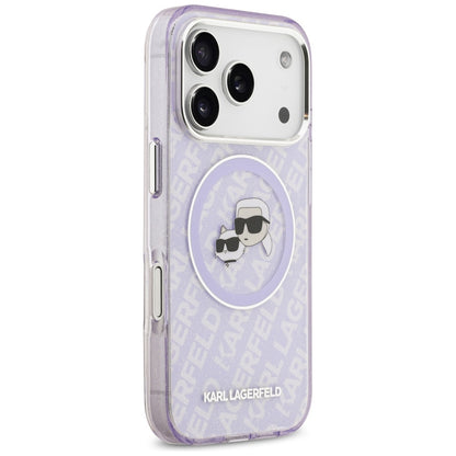 Etui MagSafe dla Apple iPhone 17 Pro Max, Karl Lagerfeld, IML Glitter Karl & Choupette`s Heads, Fioletowy
