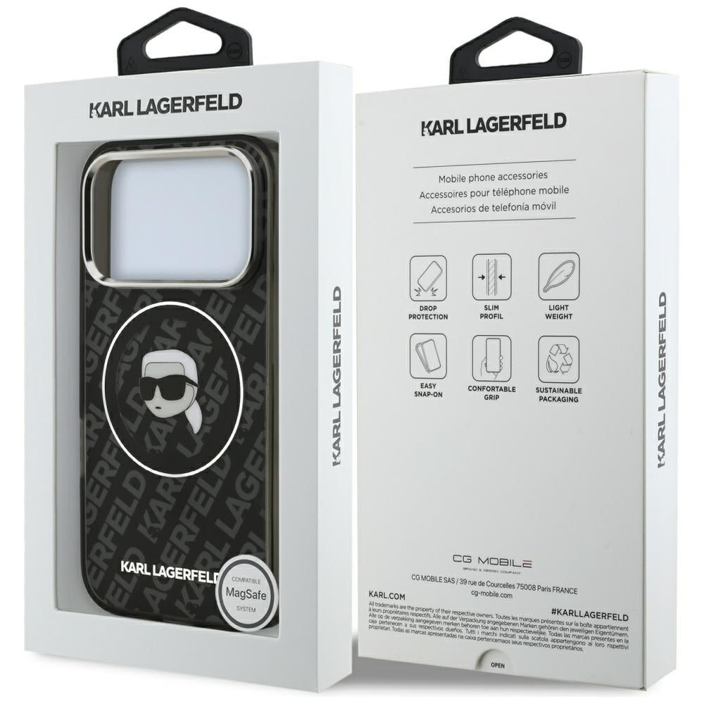 Etui MagSafe dla Apple iPhone 17 Pro Max, Karl Lagerfeld, IML Karl`s Head, Czarne