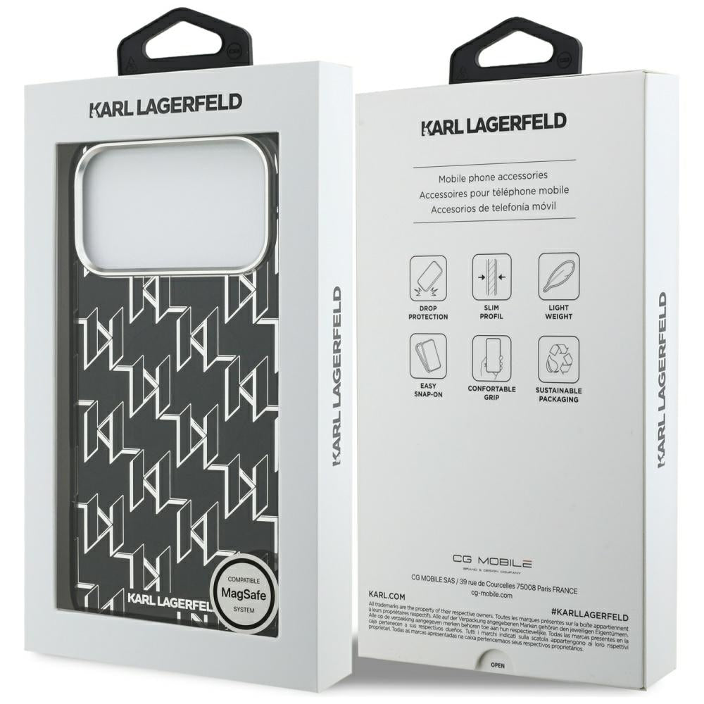 Etui MagSafe dla Apple iPhone 17 Pro Max, Karl Lagerfeld, IML KL Monogram, Czarne