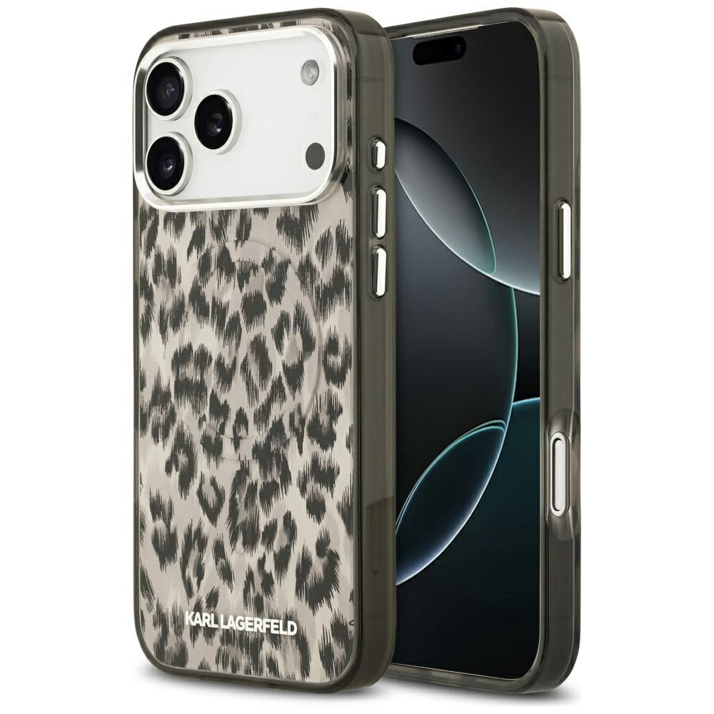 Etui MagSafe dla Apple iPhone 17 Pro Max, Karl Lagerfeld, Wzór Leopard IML, Brązowy