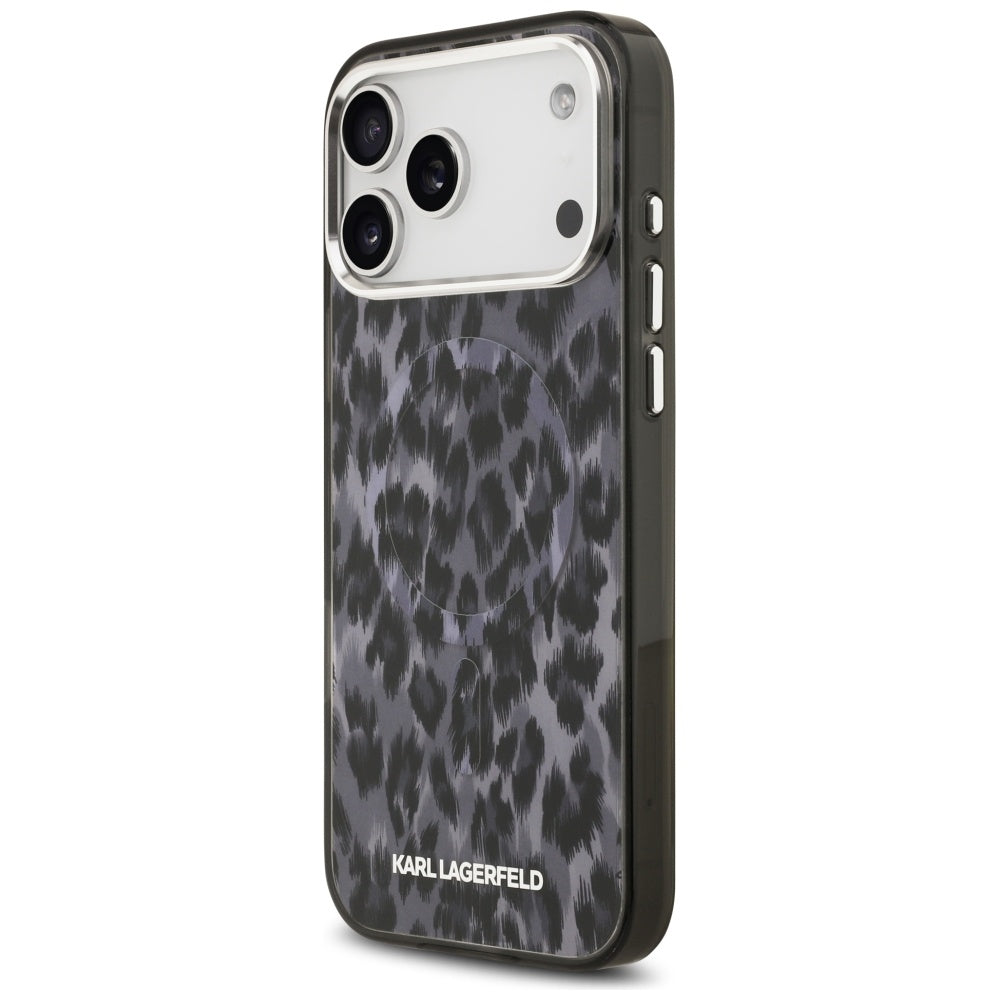 Etui MagSafe dla Apple iPhone 17 Pro Max, Karl Lagerfeld, Wzór Leopard IML, Czarne