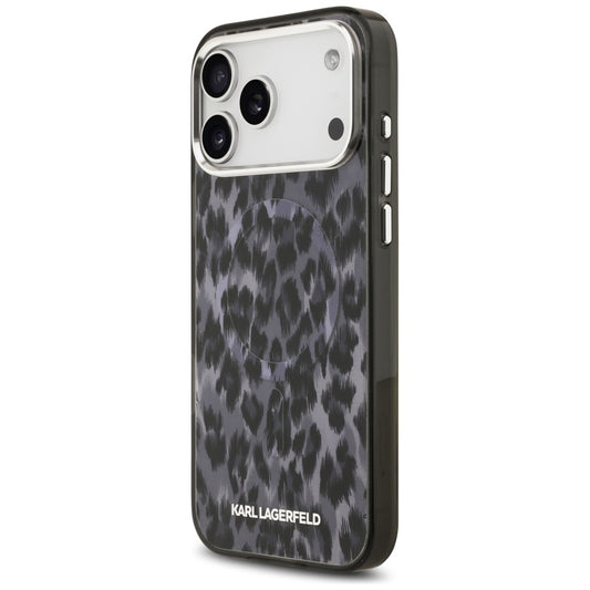 Etui MagSafe dla Apple iPhone 17 Pro Max, Karl Lagerfeld, Wzór Leopard IML, Czarne