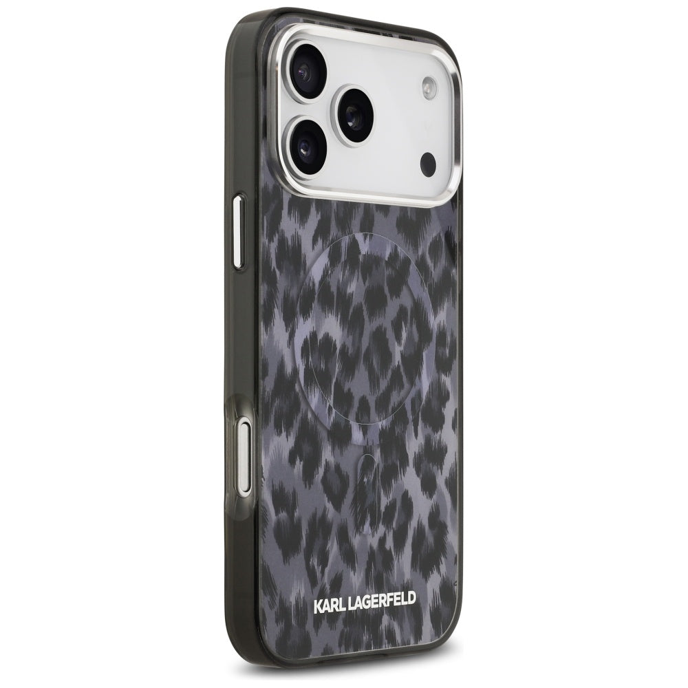 Etui MagSafe dla Apple iPhone 17 Pro Max, Karl Lagerfeld, Wzór Leopard IML, Czarne