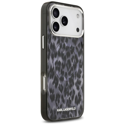 Etui MagSafe dla Apple iPhone 17 Pro Max, Karl Lagerfeld, Wzór Leopard IML, Czarne