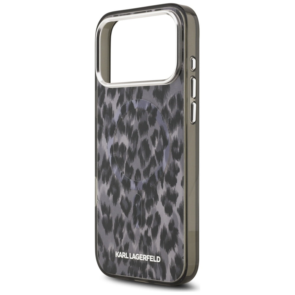 Etui MagSafe dla Apple iPhone 17 Pro Max, Karl Lagerfeld, Wzór Leopard IML, Czarne