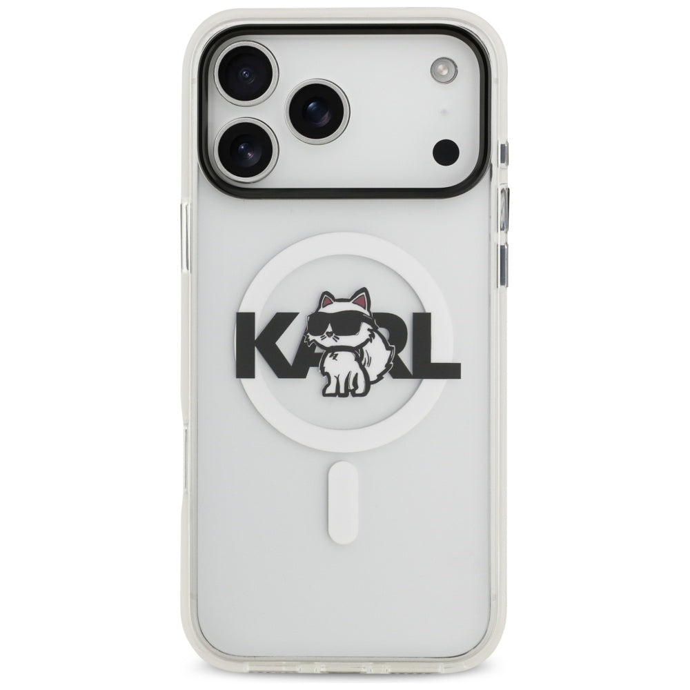 Etui MagSafe dla Apple iPhone 17 Pro Max, Karl Lagerfeld, IML Sketch Logo Choupette, Przezroczyste