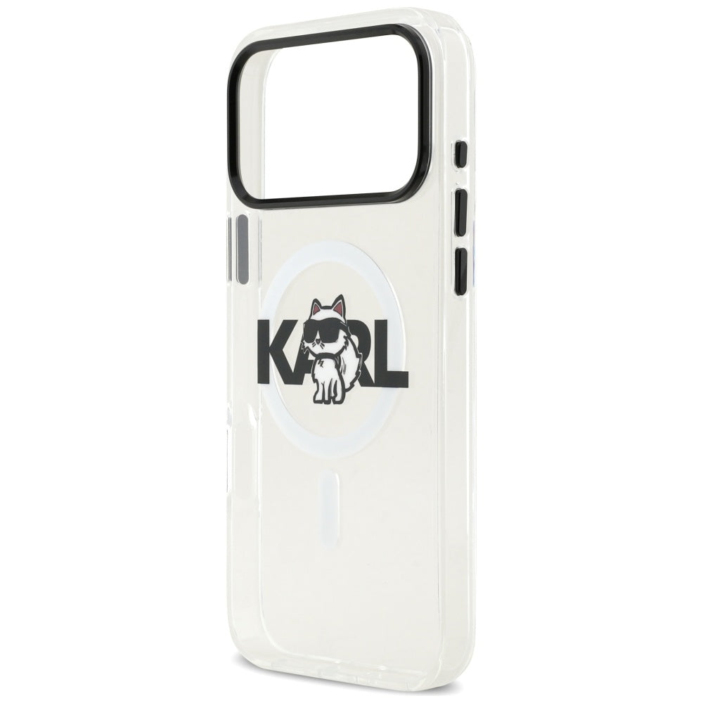 Etui MagSafe dla Apple iPhone 17 Pro Max, Karl Lagerfeld, IML Sketch Logo Choupette, Przezroczyste