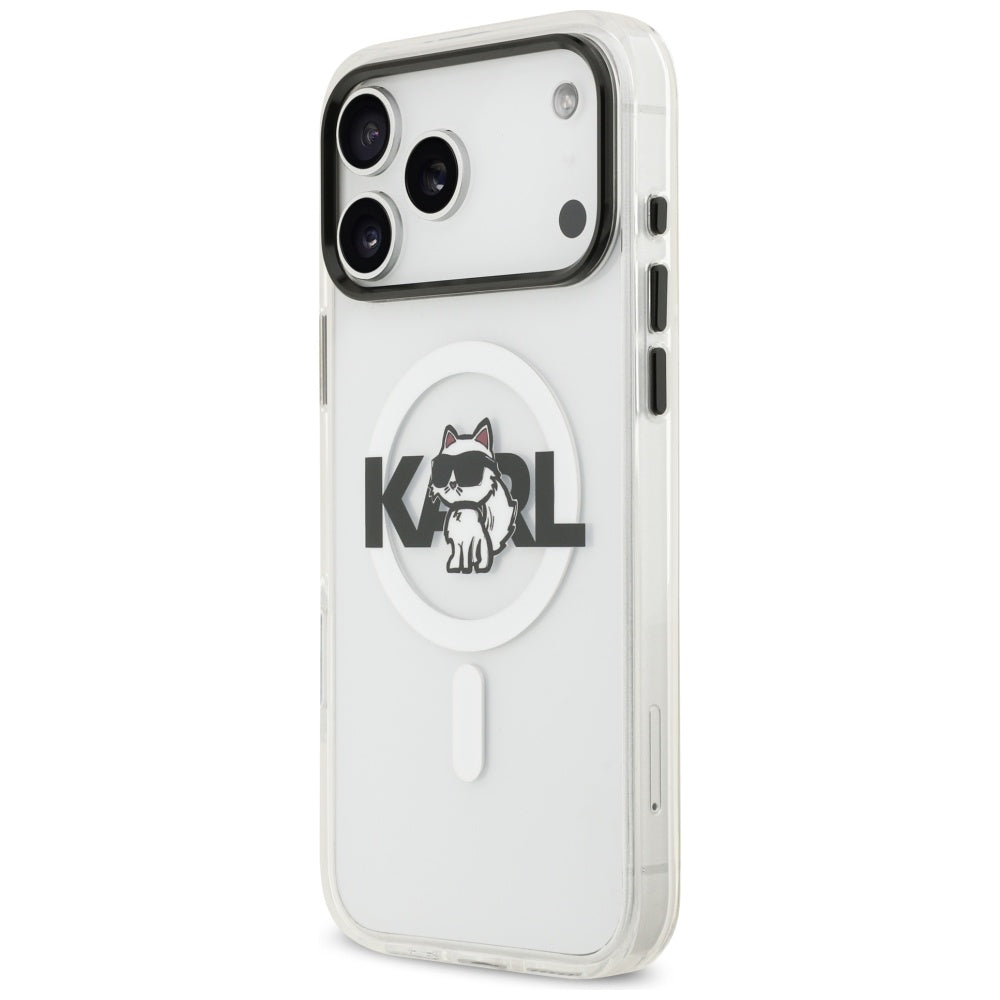 Etui MagSafe dla Apple iPhone 17 Pro Max, Karl Lagerfeld, IML Sketch Logo Choupette, Przezroczyste
