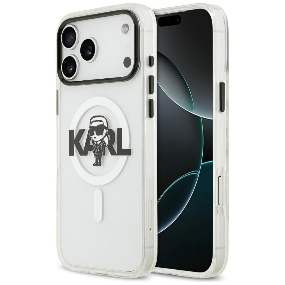 Etui MagSafe dla Apple iPhone 17 Pro Max, Karl Lagerfeld, IML Sketch Logo Karl, Przezroczyste