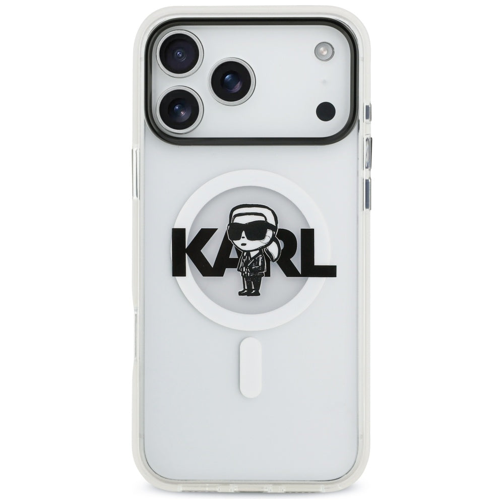 Etui MagSafe dla Apple iPhone 17 Pro Max, Karl Lagerfeld, IML Sketch Logo Karl, Przezroczyste
