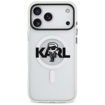 Etui MagSafe dla Apple iPhone 17 Pro Max, Karl Lagerfeld, IML Sketch Logo Karl, Przezroczyste