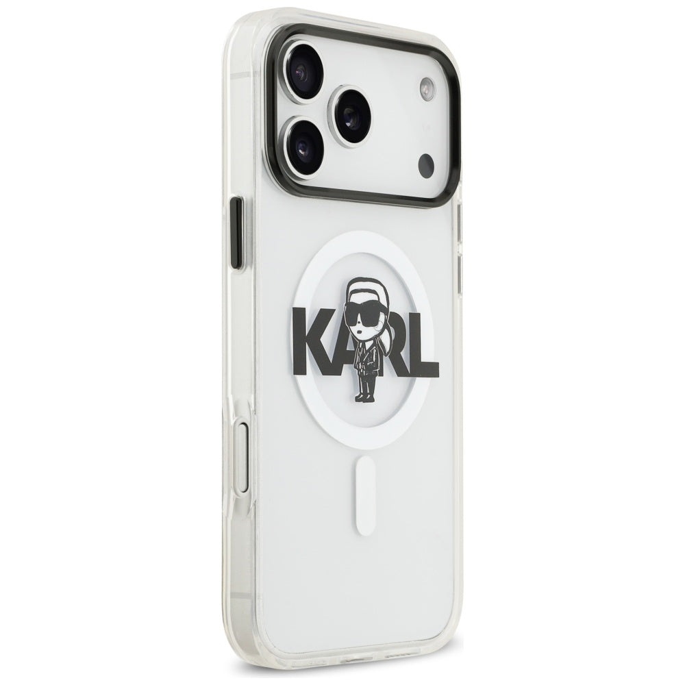 Etui MagSafe dla Apple iPhone 17 Pro Max, Karl Lagerfeld, IML Sketch Logo Karl, Przezroczyste
