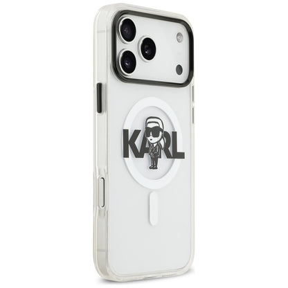 Etui MagSafe dla Apple iPhone 17 Pro Max, Karl Lagerfeld, IML Sketch Logo Karl, Przezroczyste