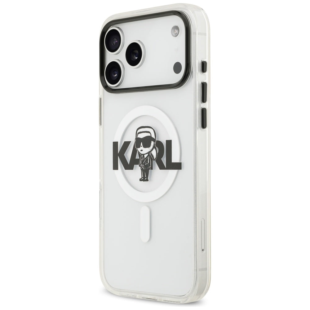 Etui MagSafe dla Apple iPhone 17 Pro Max, Karl Lagerfeld, IML Sketch Logo Karl, Przezroczyste