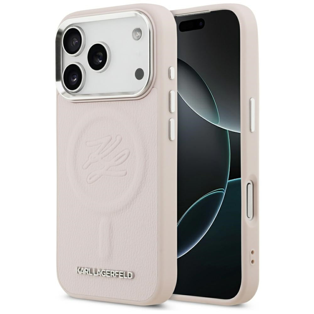 Etui MagSafe dla Apple iPhone 17 Pro Max, Karl Lagerfeld, Initial & Metal Logo, Różowy