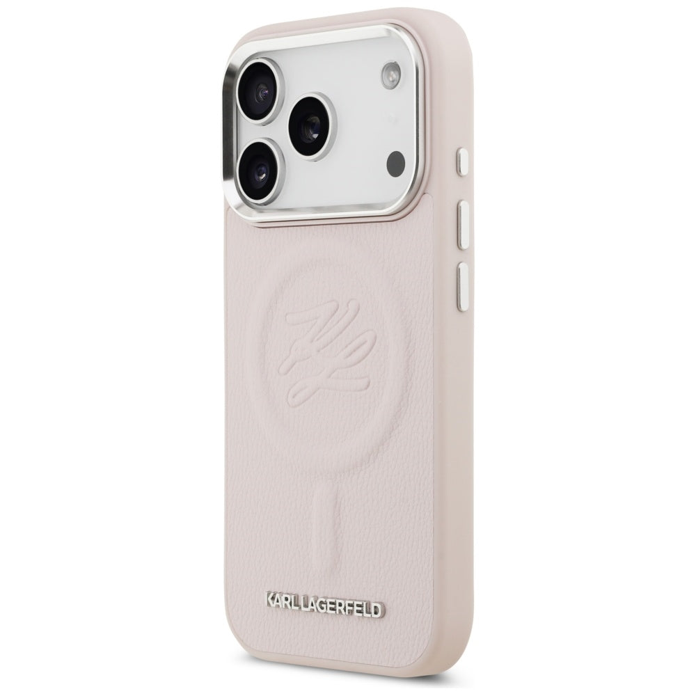 Etui MagSafe dla Apple iPhone 17 Pro Max, Karl Lagerfeld, Initial & Metal Logo, Różowy